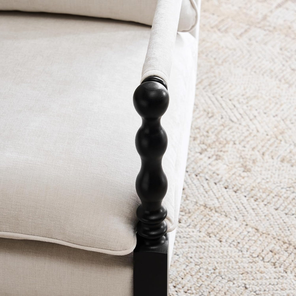 Bezseller Spindle Accent Chair with Wood Frame and Removable Cushions