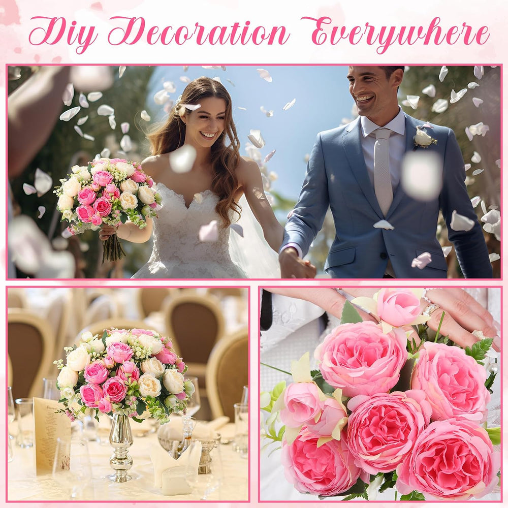 Geosar 8 Bundles Artificial Peonies Flowers,Pink, Champagne