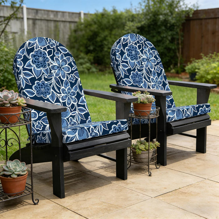 Outdoor Foam Adirondack Cushion, Water Repellent Foam Cushion for Adirondack Chairs Patio Furniture, 44 x 19 Inch, Flower Navy