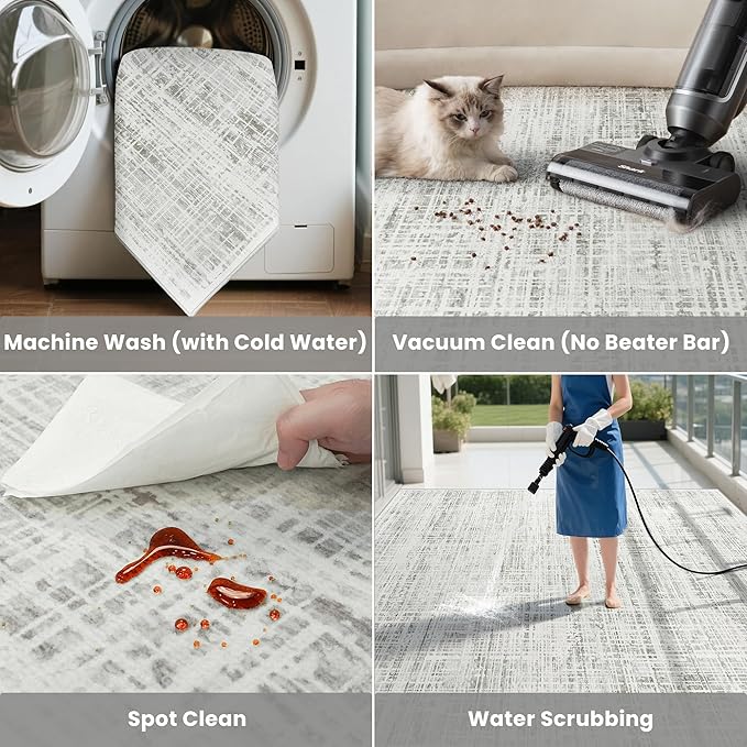 10x12 Area Rugs Washable Rug: Anti-Skid Abstract Modern Living Room Rug Soft - Image 5