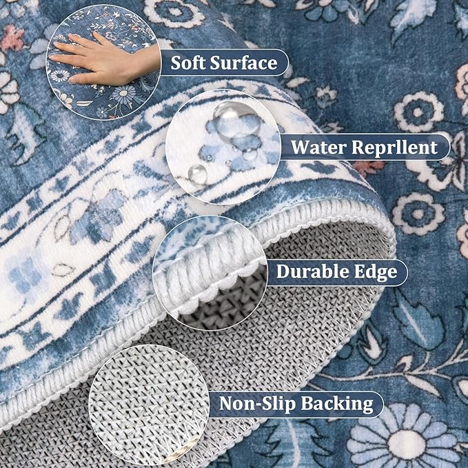 Yamaziot Washable Runner Rug 2x10 – Floral Non Slip Boho Hallway Runner Rug - Image 6