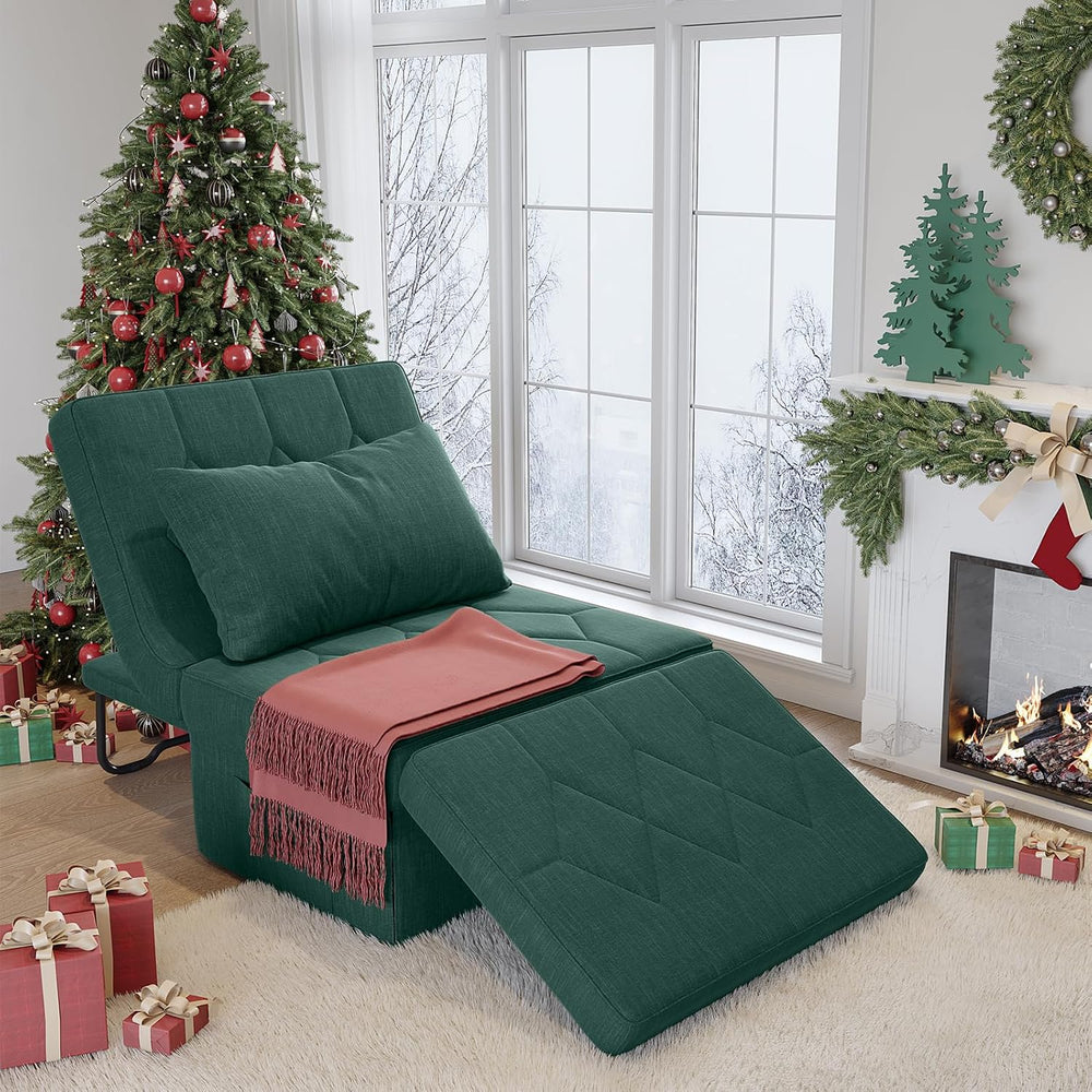 Ottoman Bed Sleeper, 28" Convertible Sleeper Chair Bed, Green