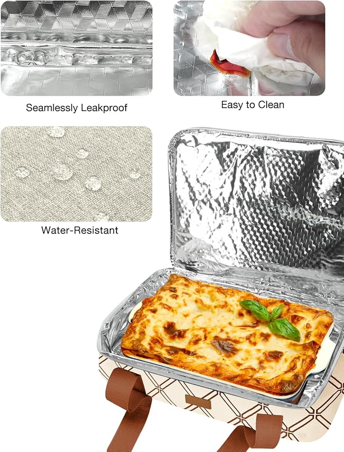 Casserole Carrier Bag, Single Insulated Food Bag, Hot Cold Lasagna Holder Tote - Image 4