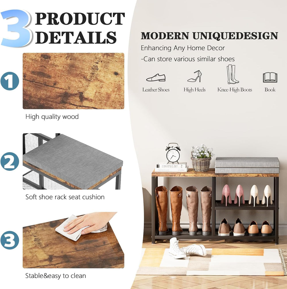 Shoe Rack for Entryway, Freestanding Hidden Shoe Storage Organizer, Boot Shoe...