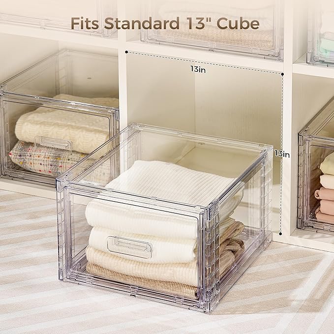 Vtopmart 2 Pack 18QT Clear Stackable Storage Drawers, Easily Assemble Closet - Image 7