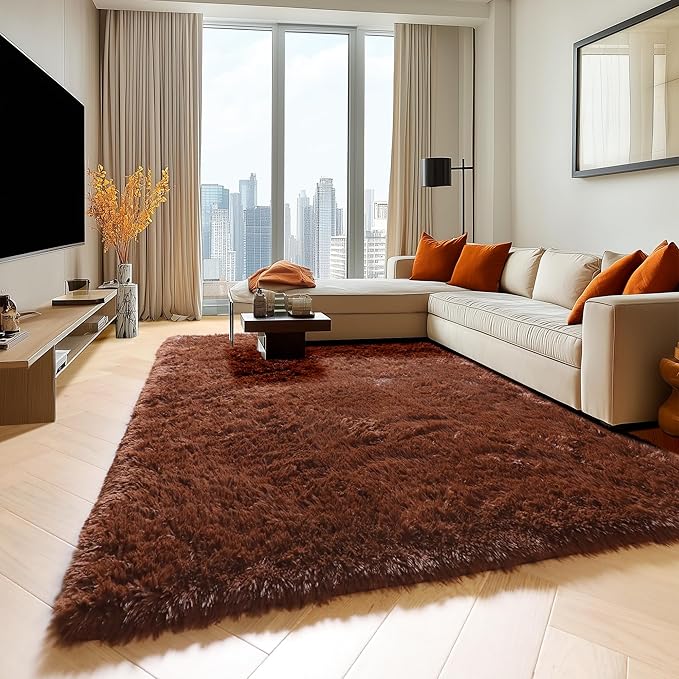 ONASAR Brown 6x9 Area Rugs for Living Room Bedroom, Large Fluffy Bedside Throw - Image 4