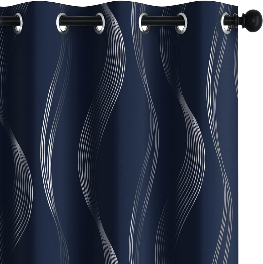 Deconovo Curtains for Living Room, Pattern Blackout Curtains 84 Inches Long