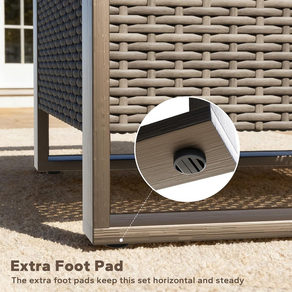 75" Patio Metal Wicker Sofa, All Weather Outdoor Rattan 3-Seat Sofa Couc...