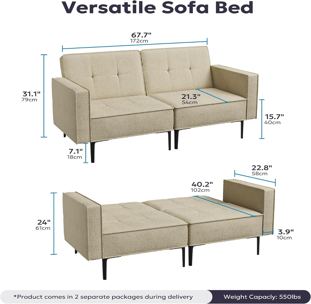 Furnify 68" W Loveseat Sofa, Modern Love Seat Couches for Living Room, U...