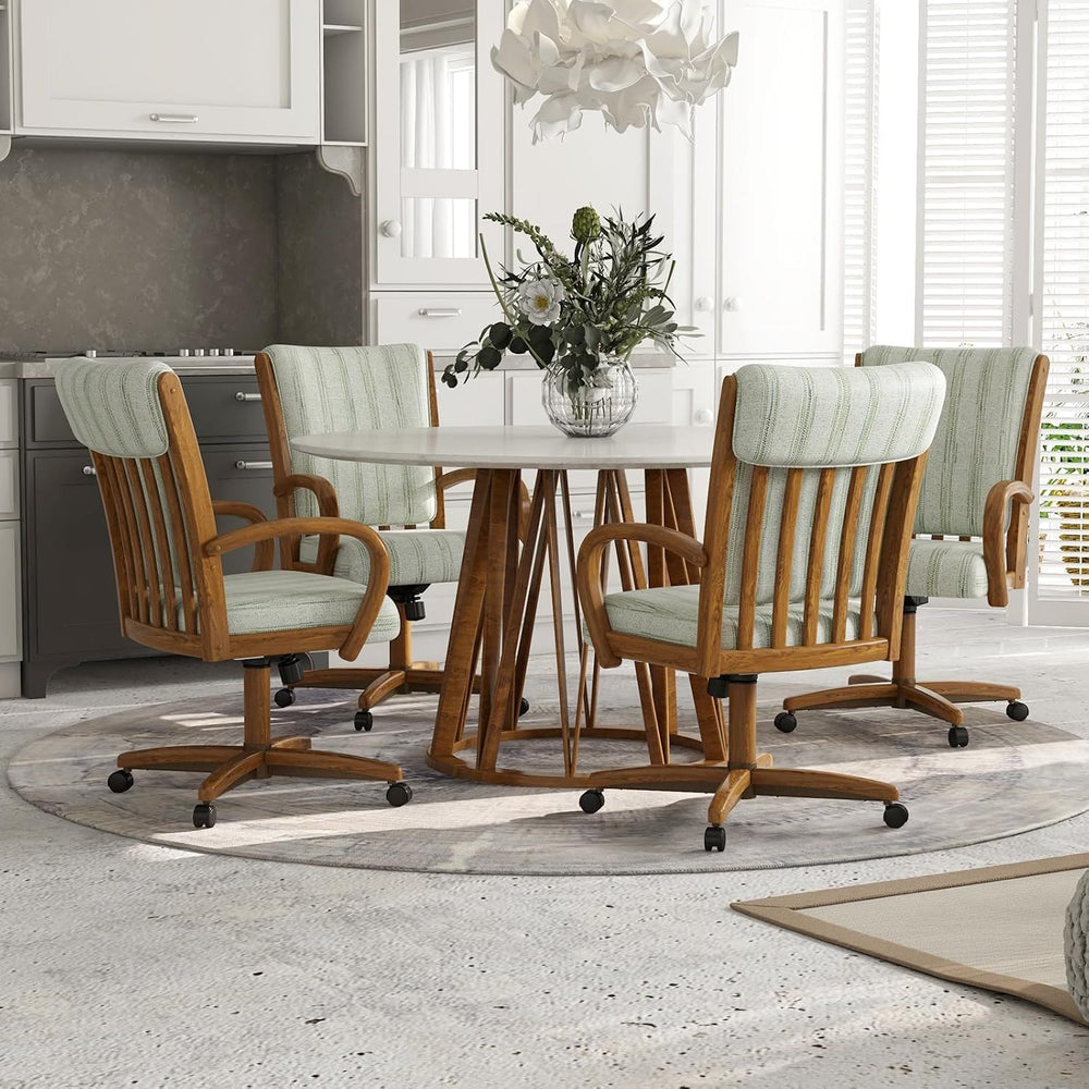 Chromcraft Set of 1 Caster Swivel Tilt Dining Chairs, Ultra Comfort Kitchen C...