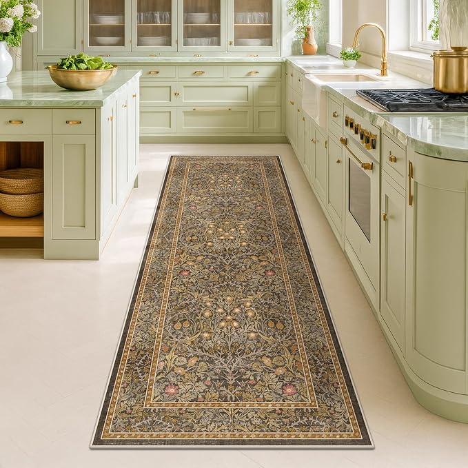 Hazo Haus Non Slip 2x5 Gold Brown Bathroom Runner Rug - Image 6