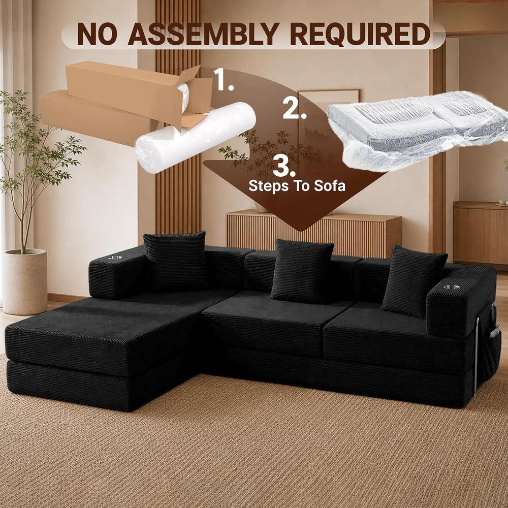 Modular Sectional Sofa, 108" L-Shaped Couch with Deep Seat