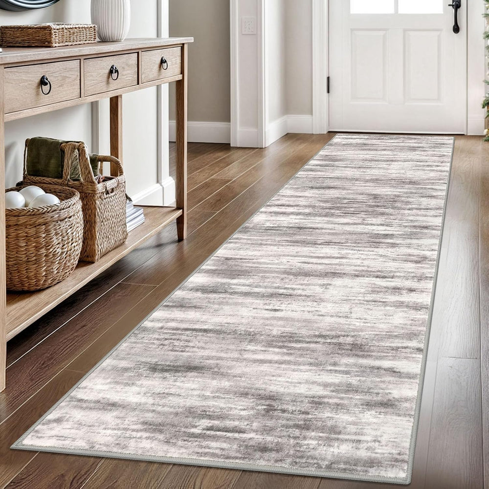 KOZYFLY Modern Abstract Hallway Runner Rug, 2.6x8 Washable Rug Runner Non-Slip