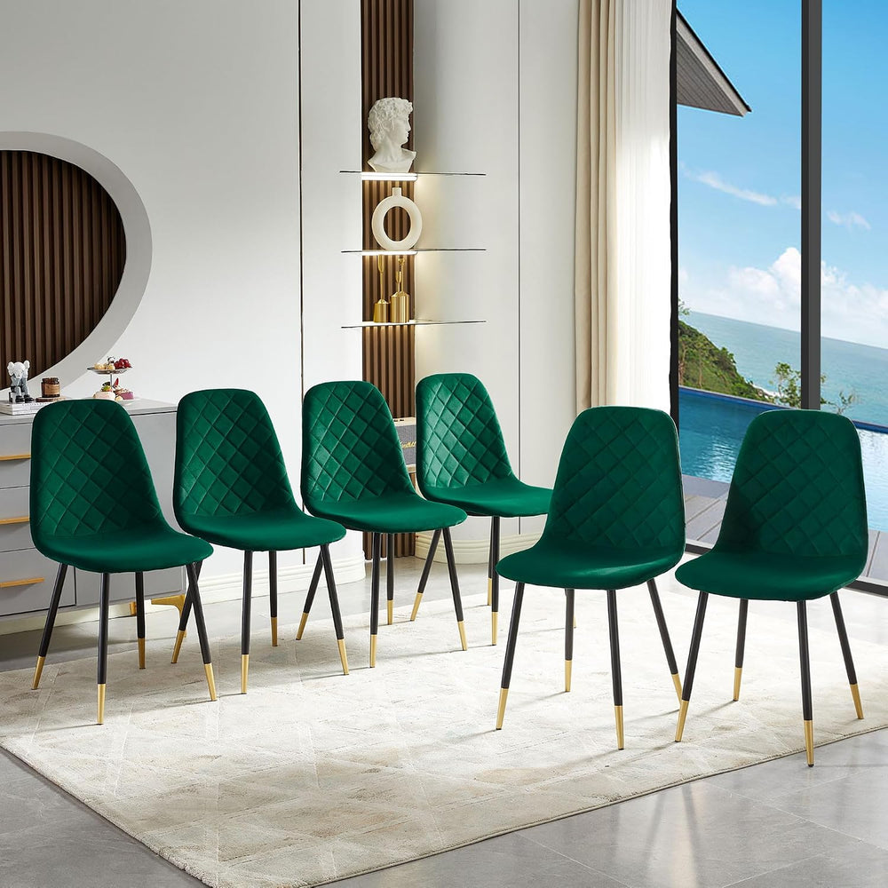 Green Velvet Dining Chairs Set of 6, Modern Kitchen & Dining Room Side Ch...