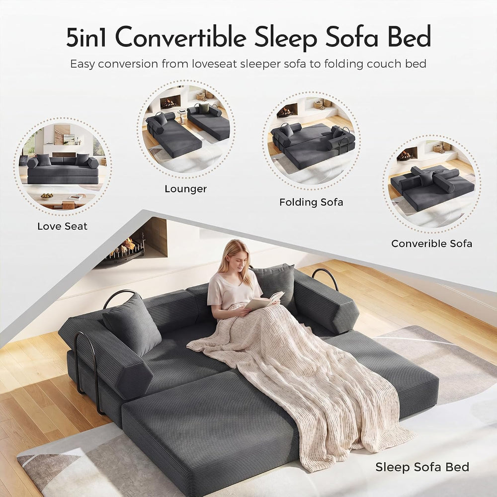 79" Convertible Sofa Bed, Boneless Couch for Living Room