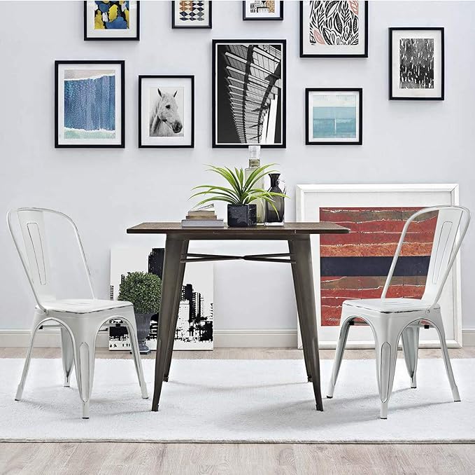 Devoko Metal Indoor-Outdoor Chairs Distressed Style Kitchen Dining Chairs Sta...