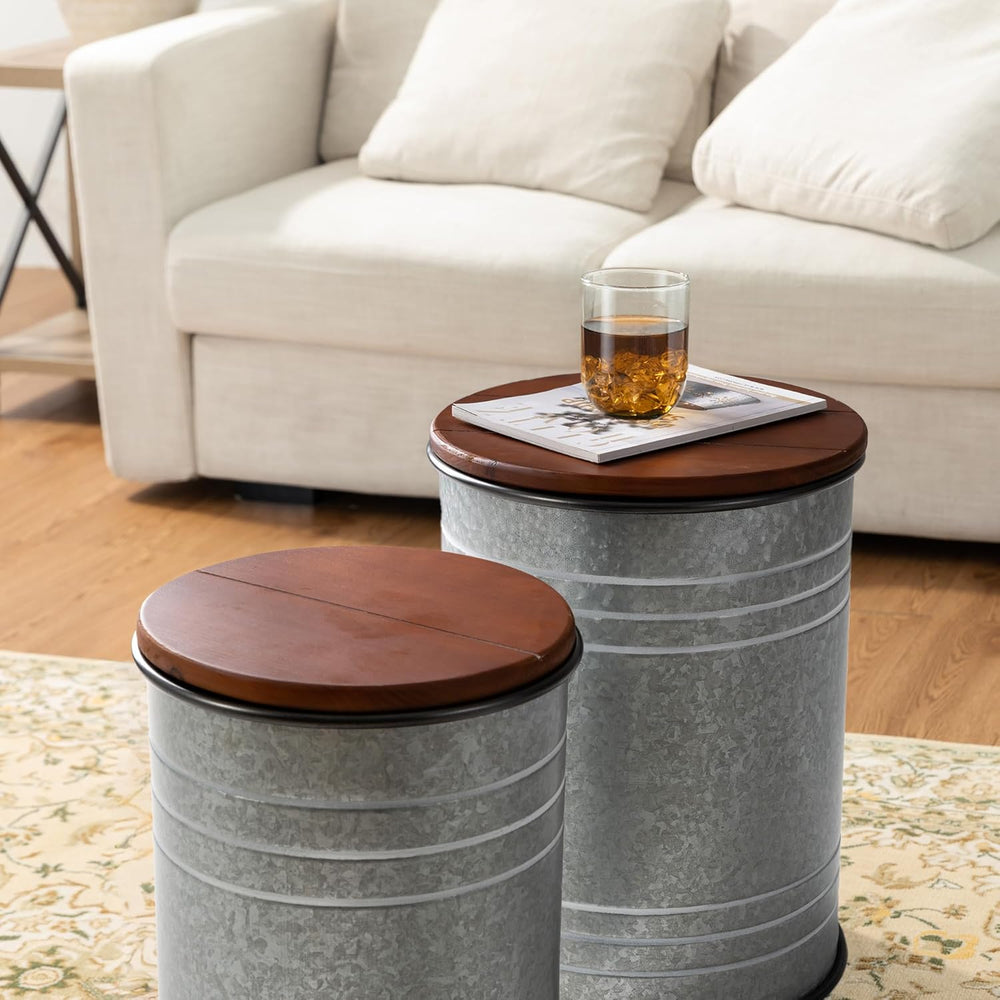 Glitzhome Nesting Tables for Living Room, Round Coffee Tables Set of 2, Metal...