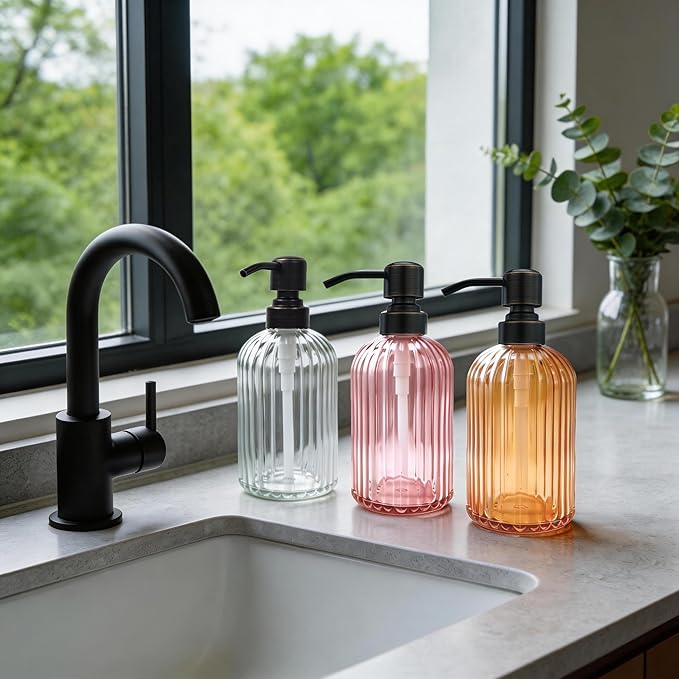 16 OZ Pink Glass Soap Dispenser - Image 5