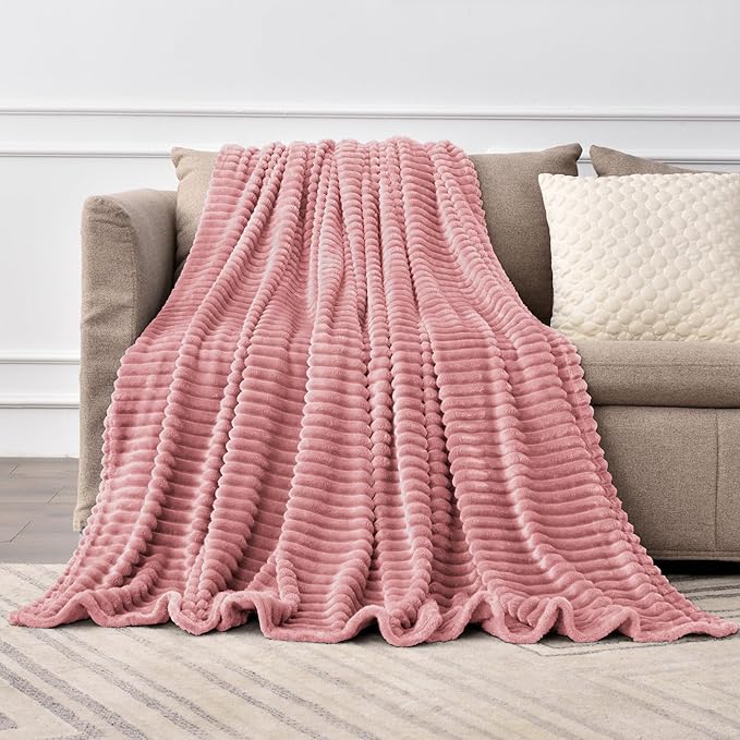 BEDELITE Fleece Throw Blanket for Couch – 3D Ribbed Jacquard Soft and Warm - Image 4