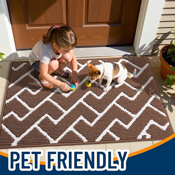 OLANLY Front Door Mat, Non-Slip Rubber Backing, Dirt Resistant and Absorbent