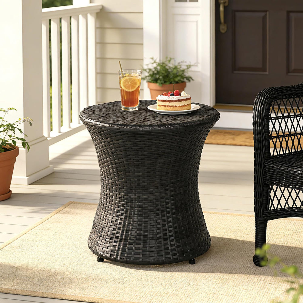 Sundale Outdoor Wicker Small Side Table Patio Rattan End Table