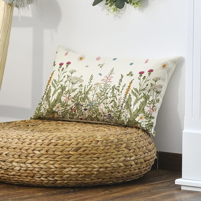AVOIN colorlife Wildflowers Fall Throw Pillow Cover, 12 x 20 Inch Flower - Image 4