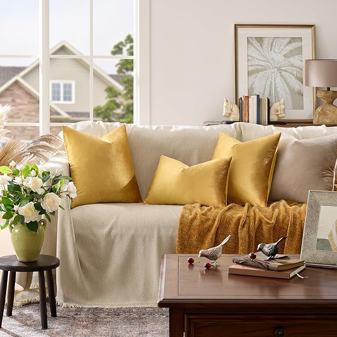 GIGIZAZA Golden Lumber Pillow Covers 12x20，Throw Velvet Decorative Cushion - Image 2