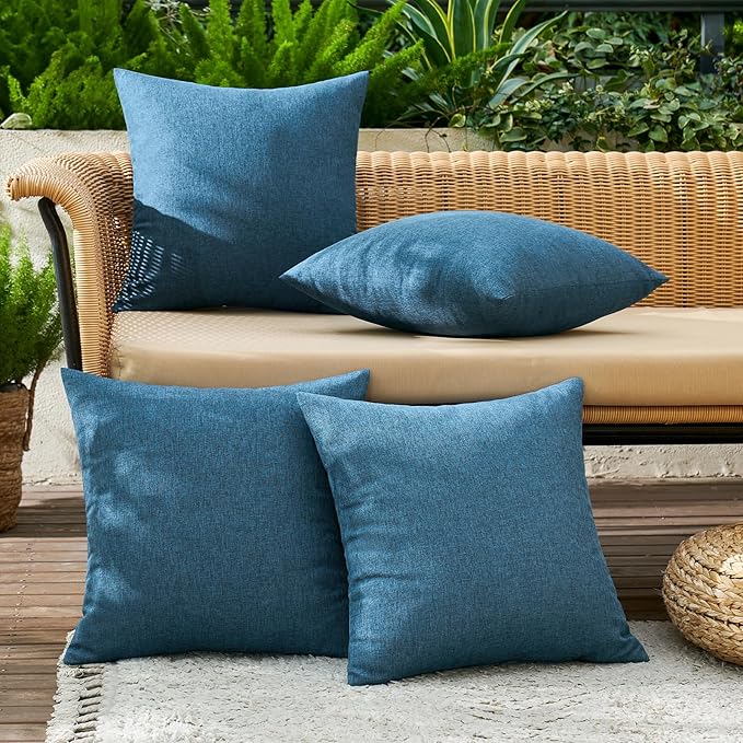 MIULEE Pack of 4 Decorative Outdoor Throw Pillow Covers Linen Waterproof Pillow - Image 3