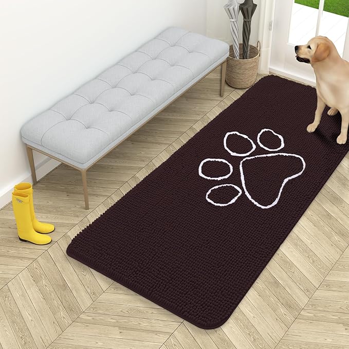 OLANLY Dog Door Mat for Muddy Paws 54x24, Paw Print Design, Absorbs Moisture by OLANLY