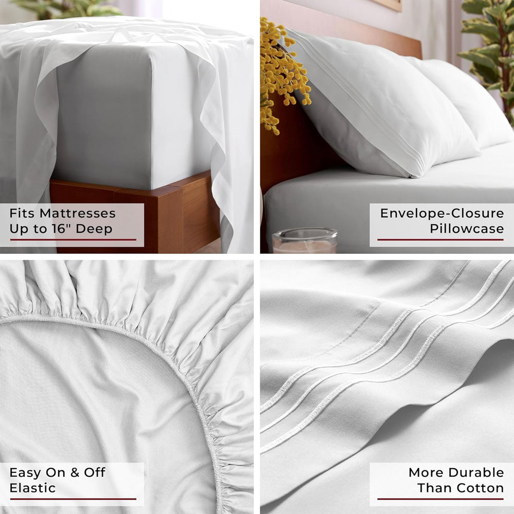 Mellanni Queen Sheets Set - 4 PC Iconic Collection Bedding - Hotel Luxury, Ex...