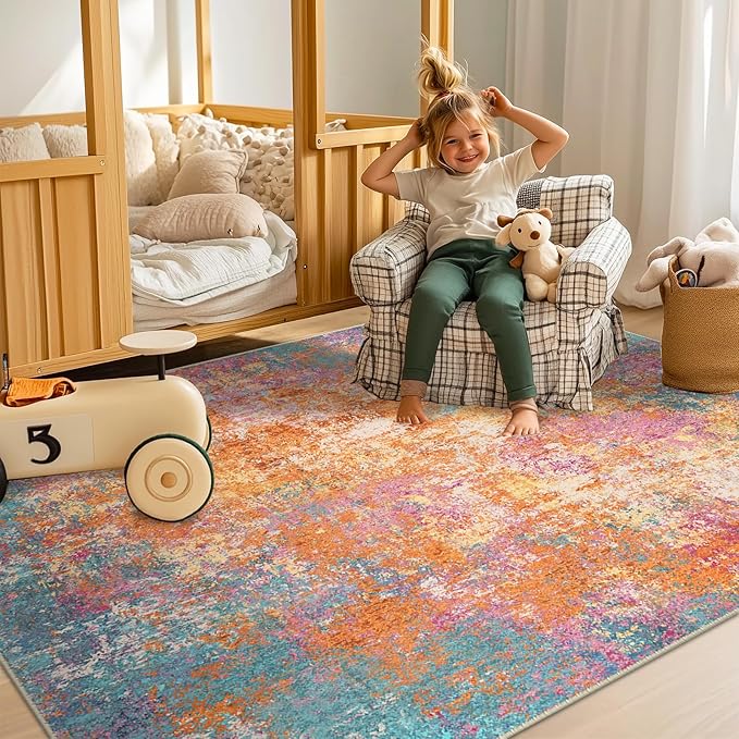 Washable Area Rugs 6'x9' Non-Slip Modern Abstract Soft - Image 3
