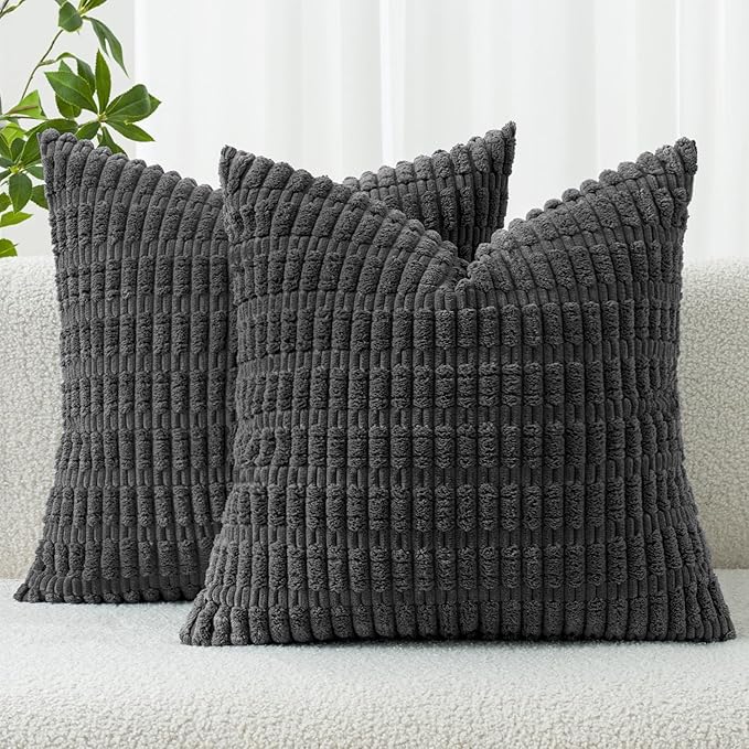 MIULEE Pack of 2 Corduroy Decorative Throw Pillow Covers 20x20 Inch Soft Boho by MIULEE