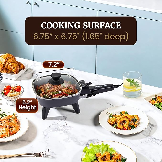 Elite Gourmet EFS059 Personal Electric Skillet, 7” Compact Portable Cooker - Image 2