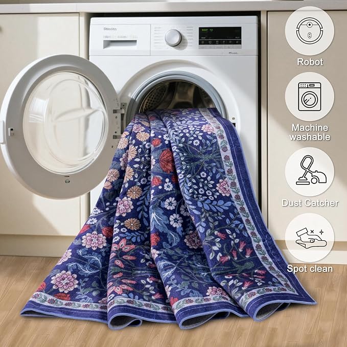 6x9 Area Rugs for Living Room: Floral Washable Rug Vintage Large Soft Boho - Image 6