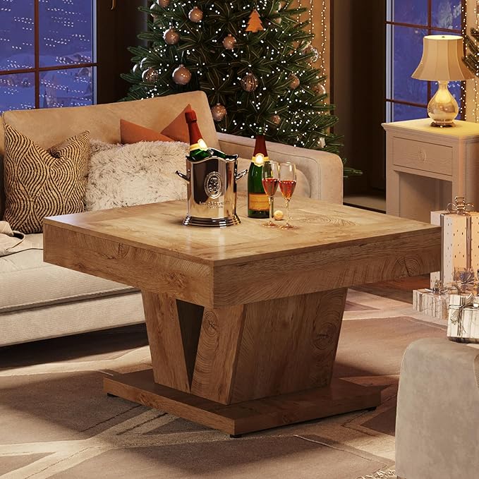 Tribesigns Square Coffee Table, Wood Center Table for Living Room, 31.5"...