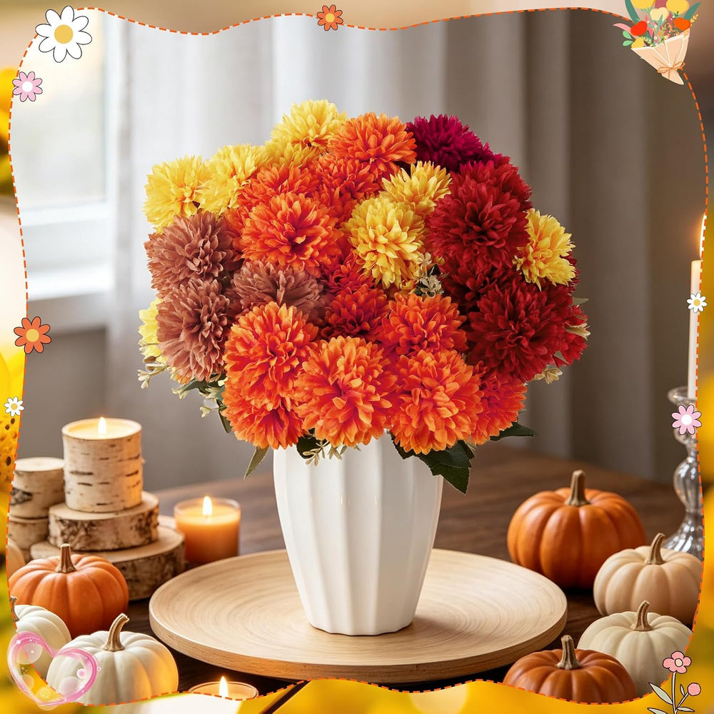 12 Bundles Artificial Mums Fall Flowers 72 Heads Chrysanthemums