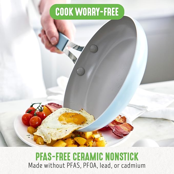 GreenLife 10-Piece Nonstick Ceramic Cookware Set, Lightweight Healthy PFAS-Free - Image 2