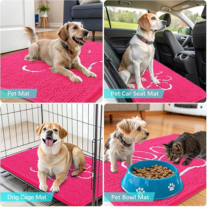 OLANLY Dog Door Mat for Muddy Paws 36x24, Paw Print Design, Absorbs Moisture - Image 7