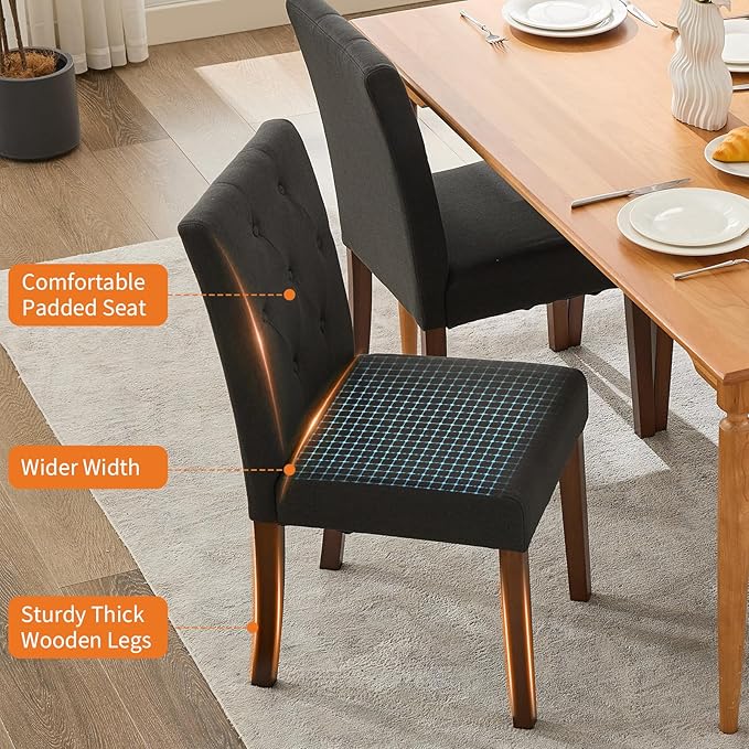 Upholstered Dining Chairs Set of 4, Modern Fabric Kitchen Side Chairs with St...