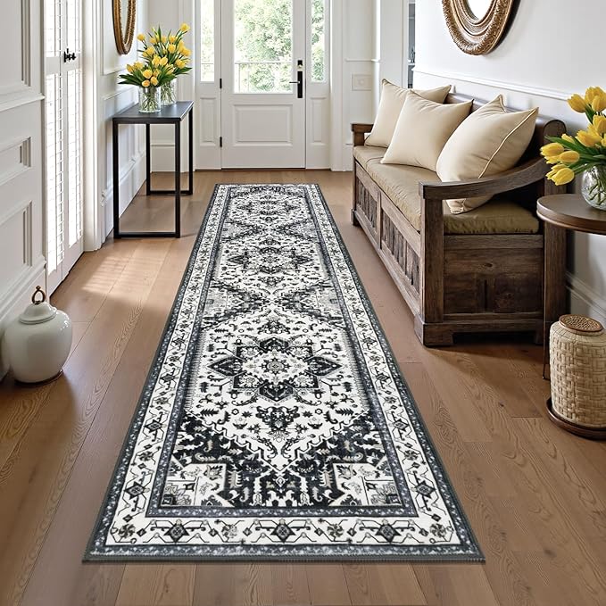 Yamaziot Washable Runner Rug, 2x8 Non-Slip Boho Vintage Hallway Rug Runner by Yamaziot