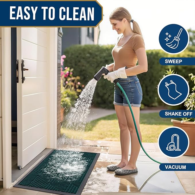 Smiry Front Door Mat Outside Entrance, Heavy Duty Sturdy Natural Rubber Doormat - Image 6