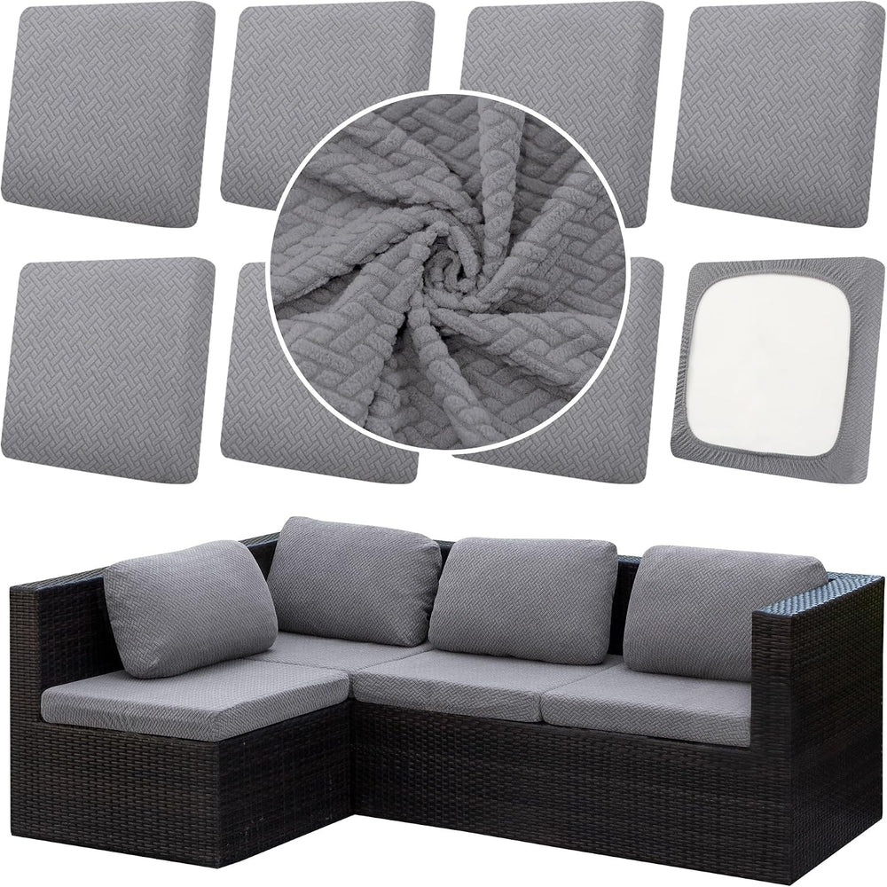 8Pcs Outdoor Cushion Covers, Patio Cushion Covers, Stretch Elastic Slipcovers