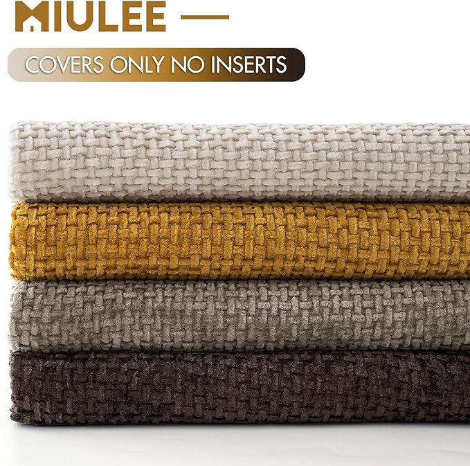 MIULEE Pack of 4 Couch Throw Pillow Covers 18x18 Inch Neutral Gold/Brown Soft - Image 6