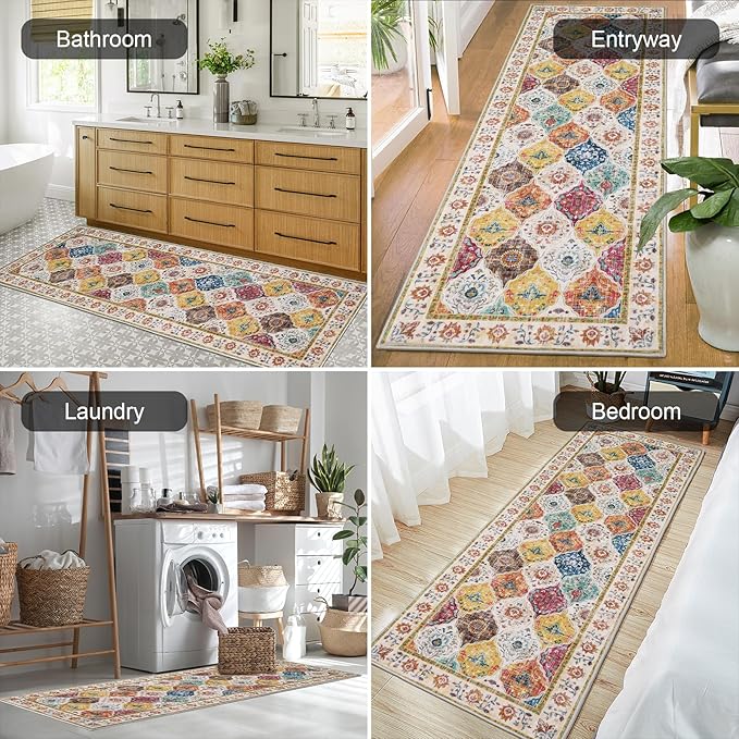 HEBE Hallway Runner Rug 2'x6' Washable Vintage Distressed Area Rugs Non Slip - Image 5