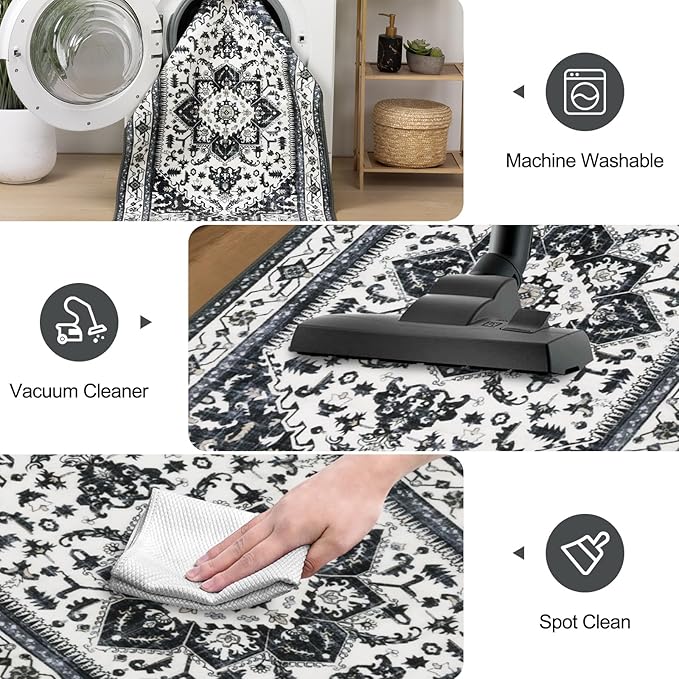 Yamaziot Washable Runner Rug, 2x8 Non-Slip Boho Vintage Hallway Rug Runner - Image 5