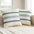 MIULEE Set of 2 Coastal Blue Boho Decorative Pillow Covers 18x18 Inch Farmhouse by MIULEE