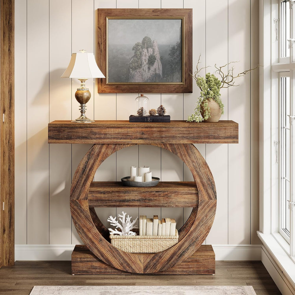 Tribesigns 41-Inch Entryway Table with Storage, 3-Tier Farmhouse Console Tabl...