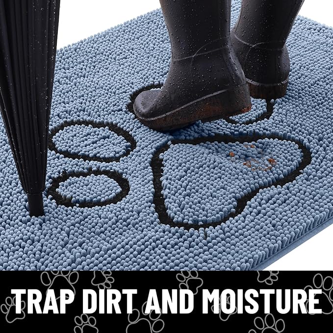 Smiry Dog Door Mat for Muddy Paws, Absorbent Dirt Trapper Non Slip Quick Dry - Image 2