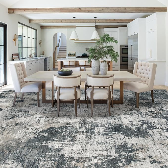 9x12 Area Rug for Living Room, Washable Modern Abstract Large Area Rug Neutral - Image 5