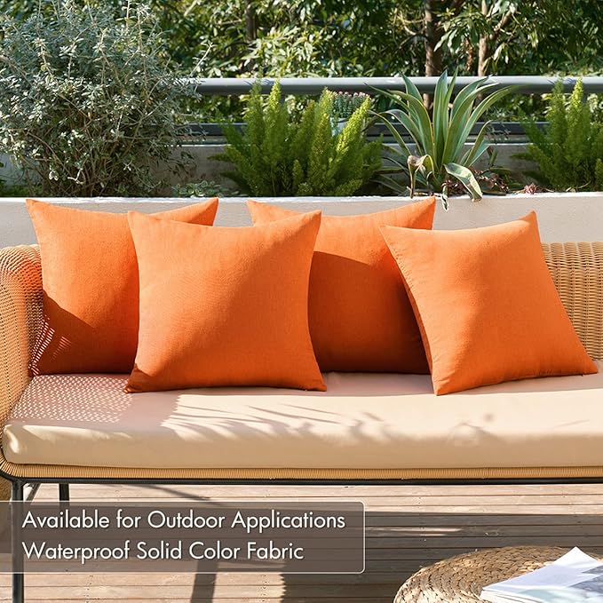 MIULEE Pack of 4 Decorative Bright Orange Throw Pillow Covers Linen Waterproof - Image 3